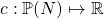 c:\mathbb{P}(N) \mapsto \mathbb{R}